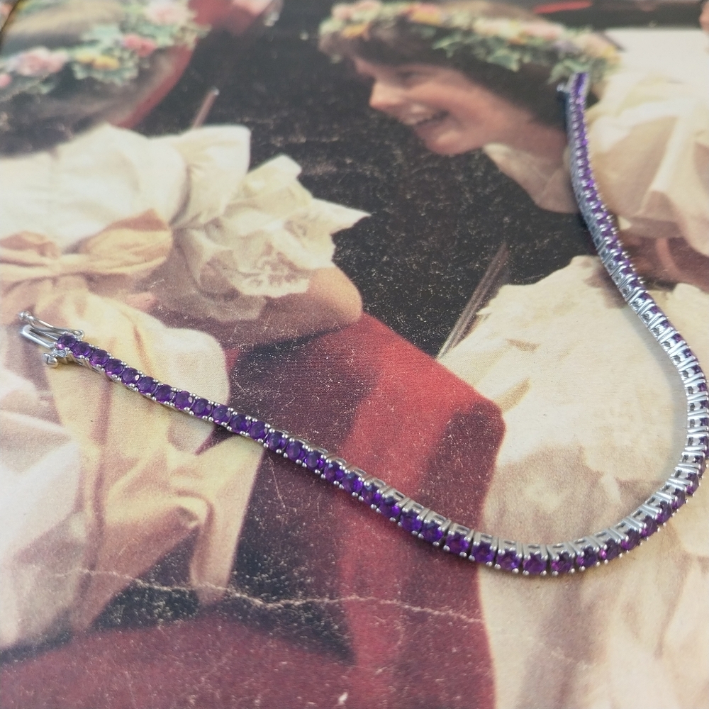 Sterling Silver Amethyst  Bracelet - Picture 3 of 16